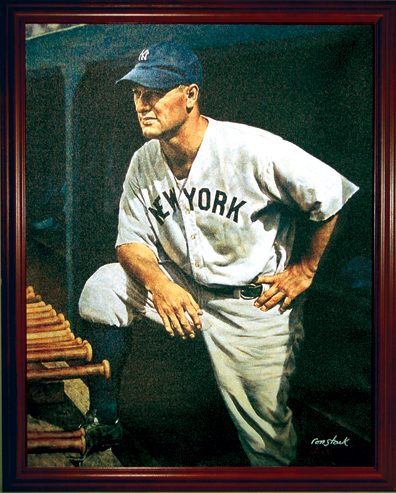 Lot 257 - Ron Stark 20” x 24” Color Print of Lou Gehrig on Canvas. 